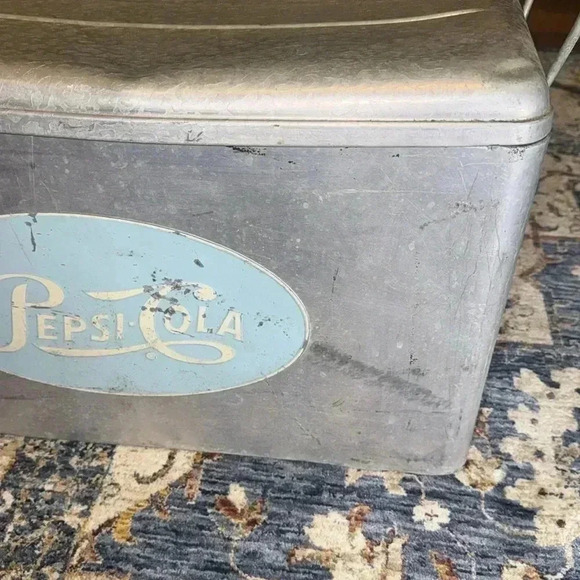 VINTAGE 1950’s ICONIC Cronstroms Pepsi Cola Logo Cooler Aluminum Ice Box Chest - Picture 15 of 16